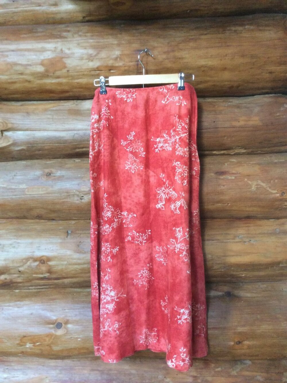 Vintage Floral Tropical Linen Coastal Festival Island Boho 90s Maxi Skirt Size 8